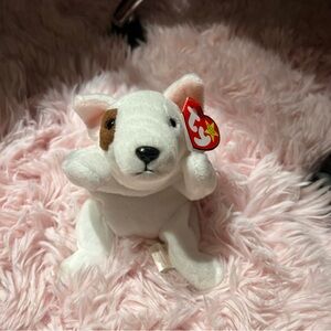 White and Brown Dog Plush Toy- Ty beanie baby vintage-Butch